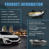 Vland LED Headlights Fit Honda Civic  2016-2021