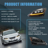 Vland Headlights for Lexus IS with Sequential Turn Signal (2006-2013)