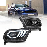 Vland LED Dual Beam Projector Headlights Black for Ford Mustang 5th Gen Facelift (2010-2014)