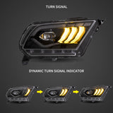 Vland LED Dual Beam Projector Headlights Black for Ford Mustang 5th Gen Facelift (2010-2014)