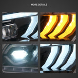 Vland LED Dual Beam Projector Headlights Black for Ford Mustang 5th Gen Facelift (2010-2014)