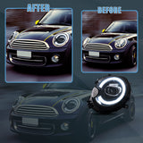 Vland LED Dual Beam Projector Headlights Black for 07-15 Mini Cooper (R55 R56 R57 R58 R59)