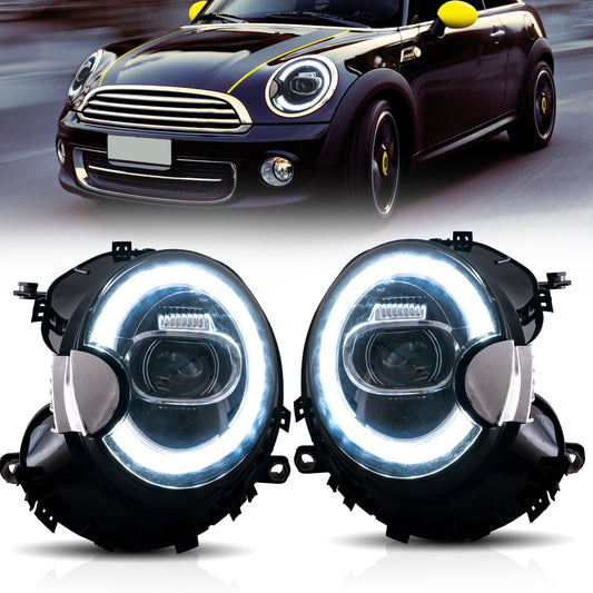 Vland LED Dual Beam Projector Headlights Black for 07-15 Mini Cooper (R55 R56 R57 R58 R59)