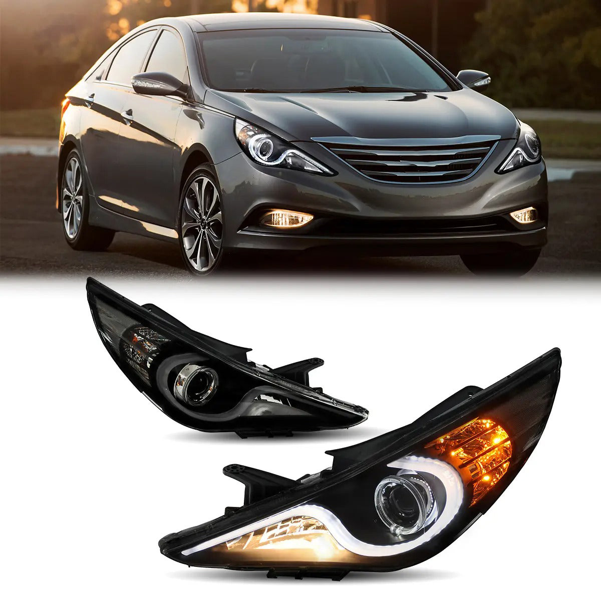 Vland Headlights Hyundai Sonata/i45 6th Gen (YF) Dual Beam Projector 2011-2014