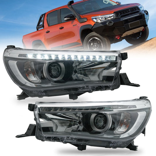 Vland LED Headlights Fit Toyota Hilux Front Lights w/ Sequential Turn Signals 2015-2020