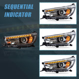 Vland LED Headlights Fit Toyota Hilux Front Lights w/ Sequential Turn Signals 2015-2020